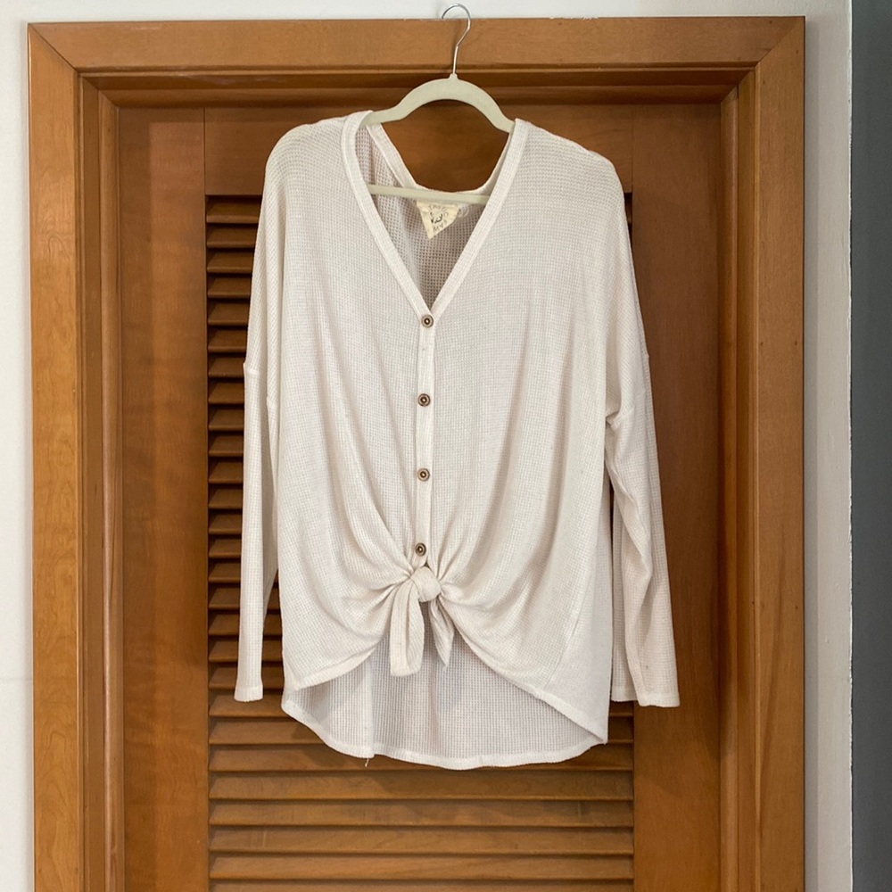 Front Knot Henley in white